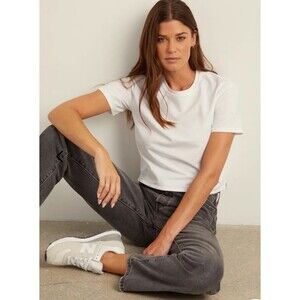 BYLT Premium Essential Cropped Crew SS T-Shirt Women’s M White Michelob Ultra